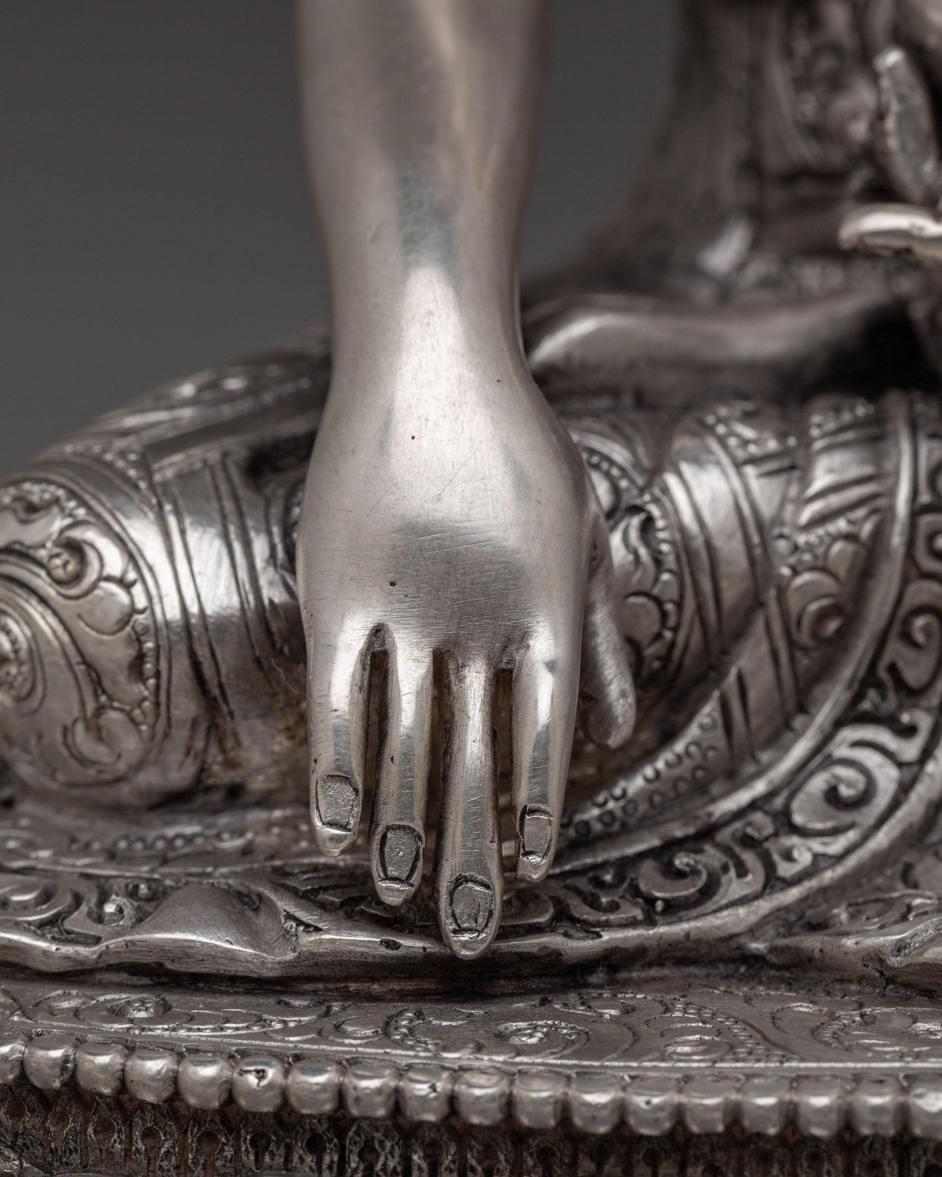 Silver Shakyamuni Buddha Statue | Gautama Buddha - Dharma Founder