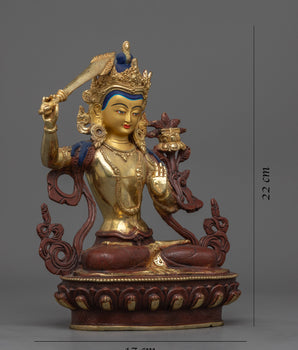 Manjushri Bodhisattva Deity | 8.6" Sculpture Handmade in Nepal
