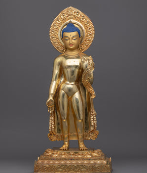 standing siddhārtha gold gilded copper body statue 