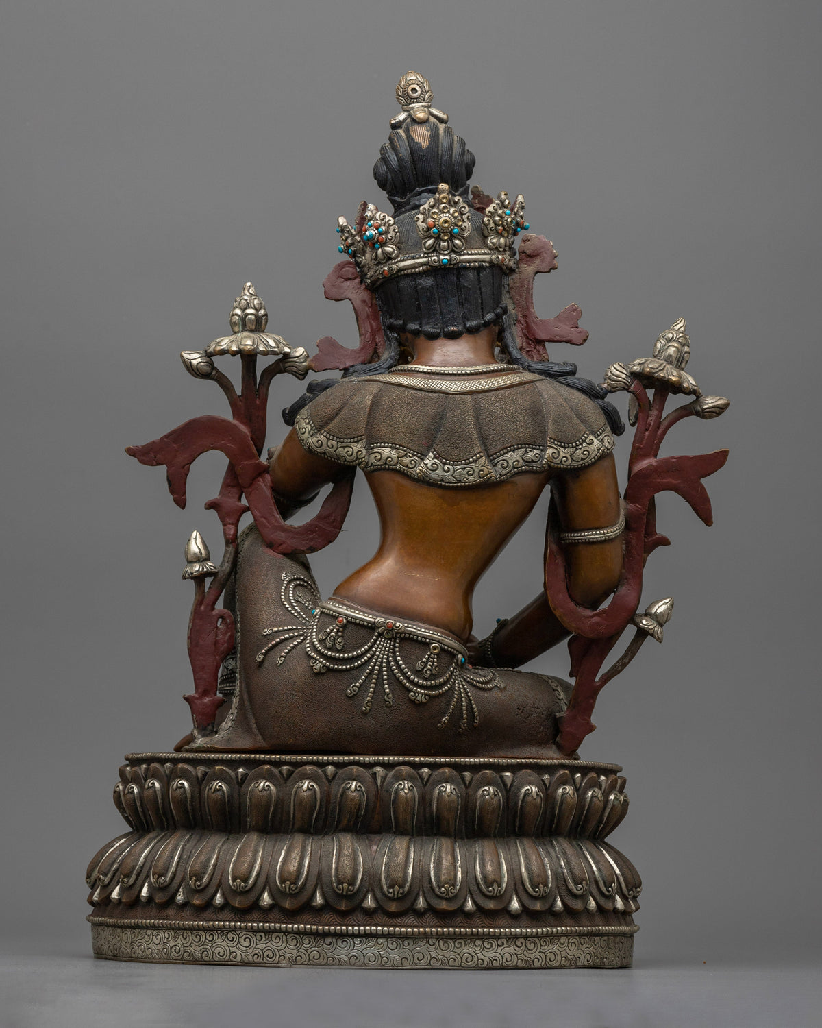 2-Arm Lokeshvara Sculpture in Silver and Gold | Embodiment of Compassion