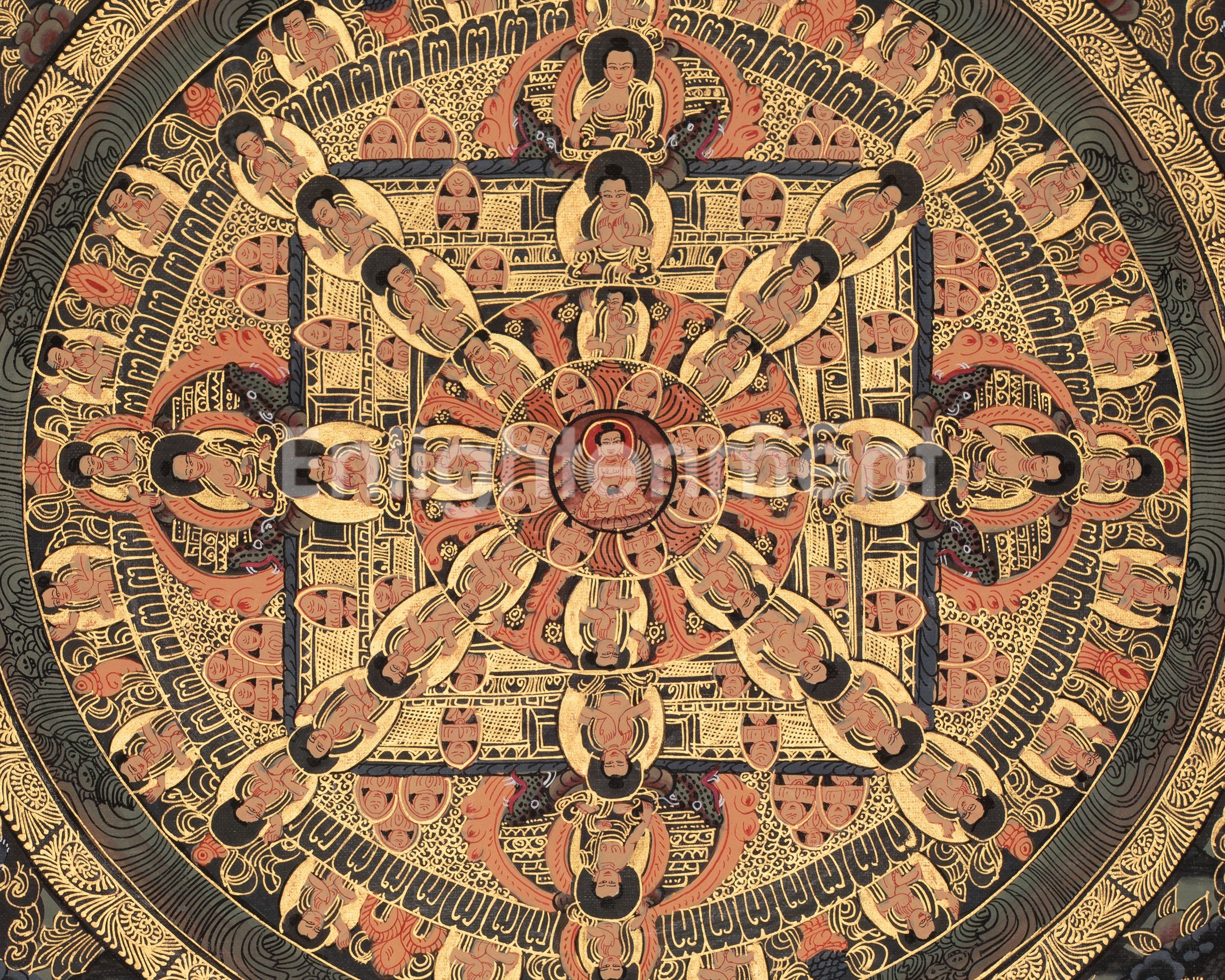 Buddha Shakyamuni Mandala Thangka | Tibetan Buddhist Mandala Art Featuring Historical Buddha