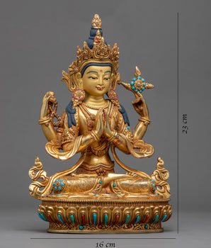 Bodhisattva Chenrezig Visualization Statue | Traditional Buddhist Bodhisattva Artcraft