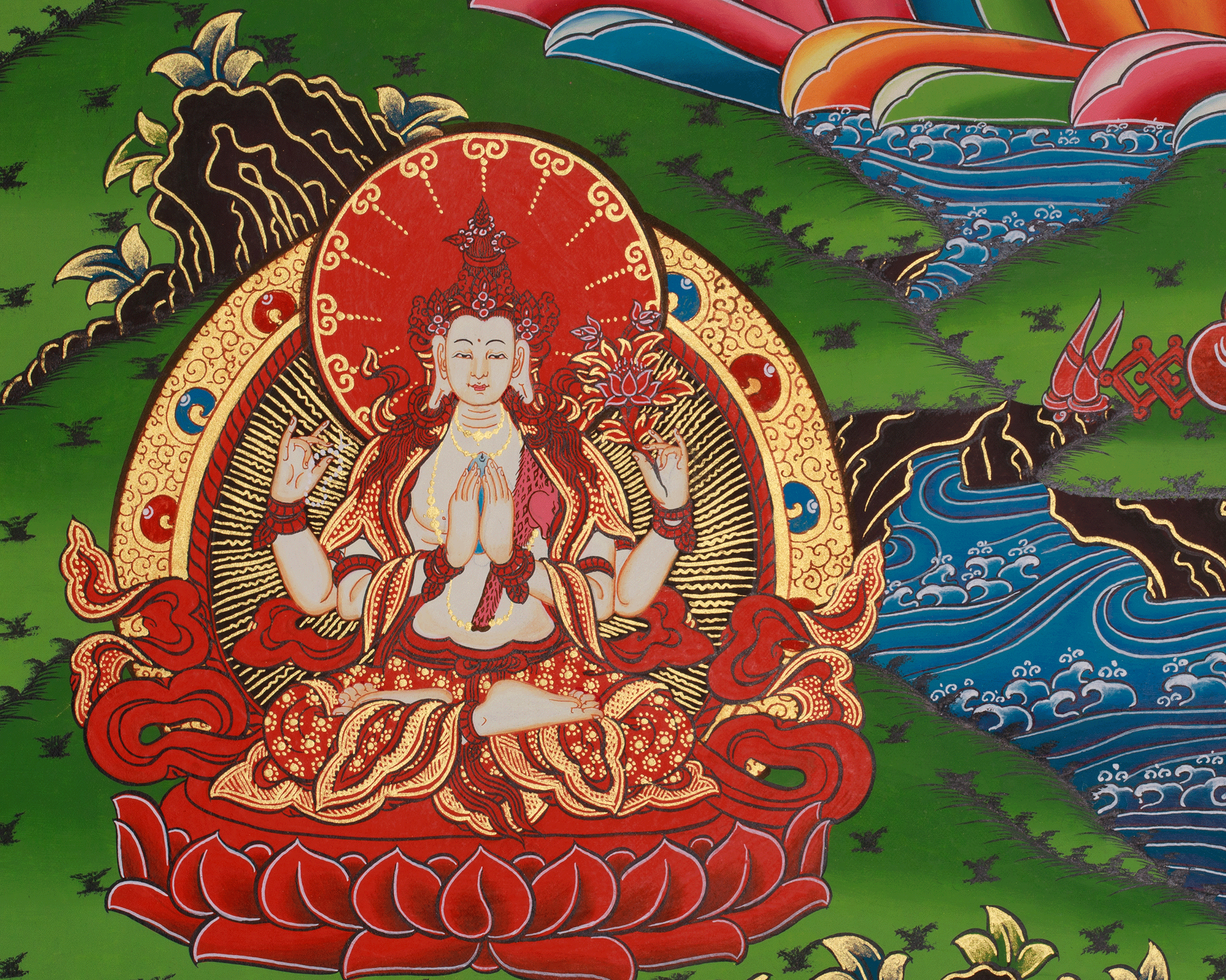 Himalayan Art of Manjushri | Sacred Thangka of Wisdom and Enlightened Clarity