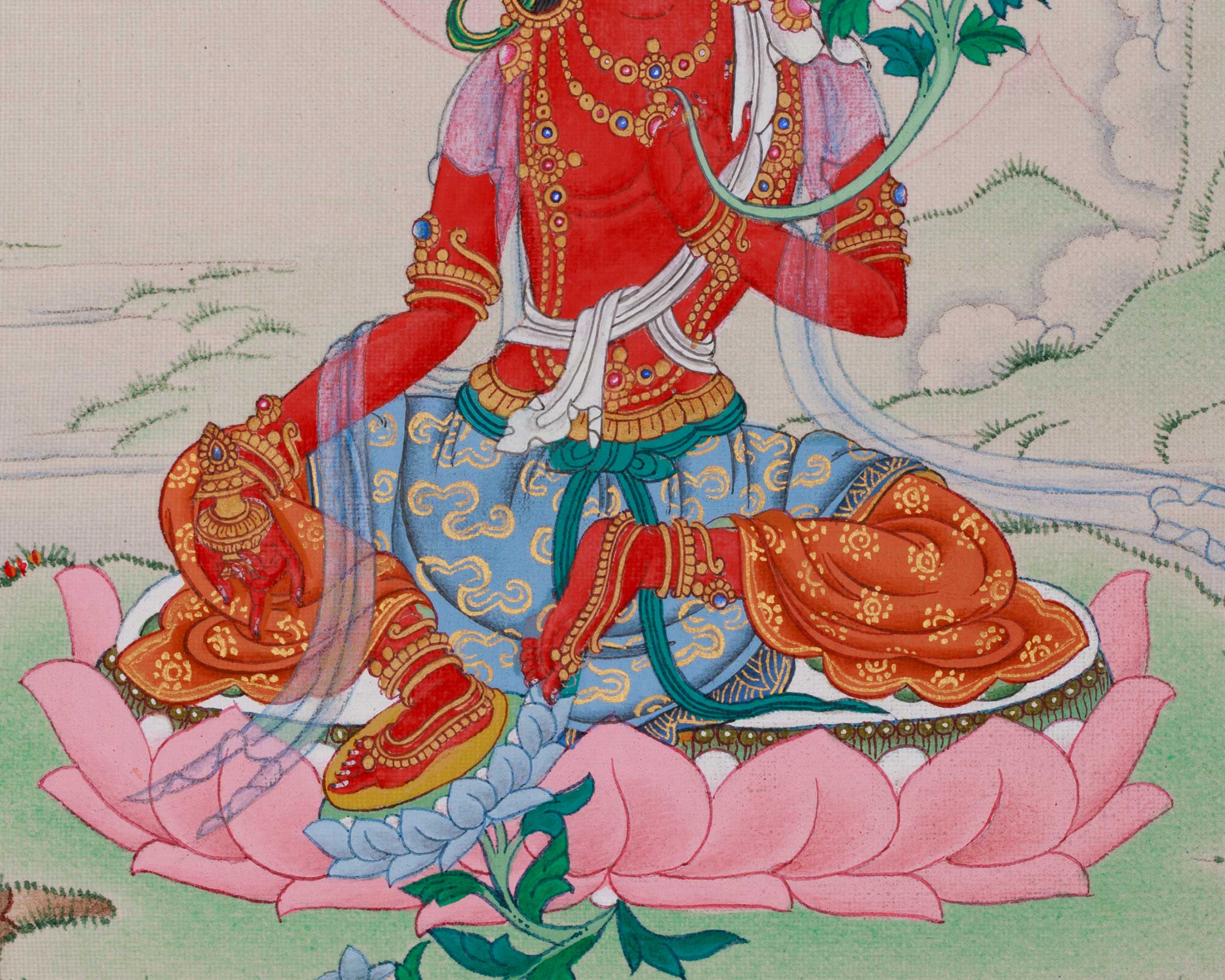 Traditional Red Tara Thangka | Goddess of Magnetizing Energy | Spiritual Awakening