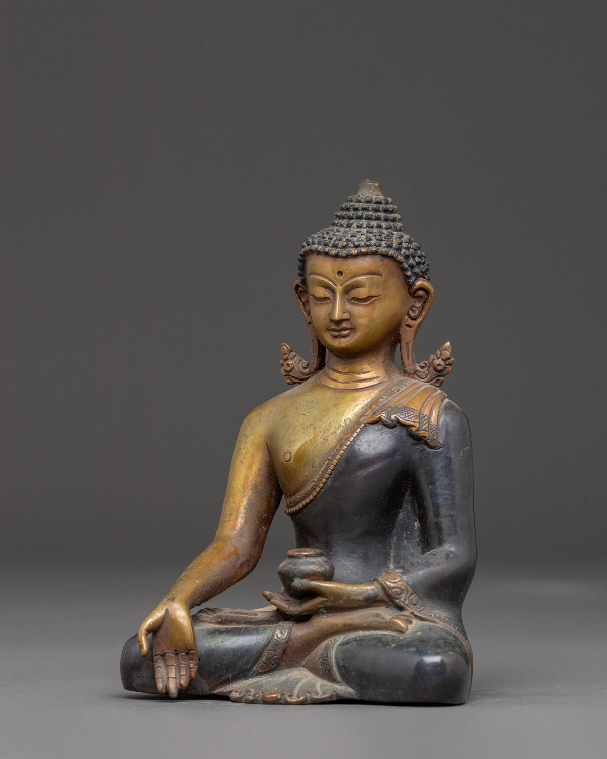 Handmade Ratnasambhava Oxidized Copper Statue | Meditation Altar Decor