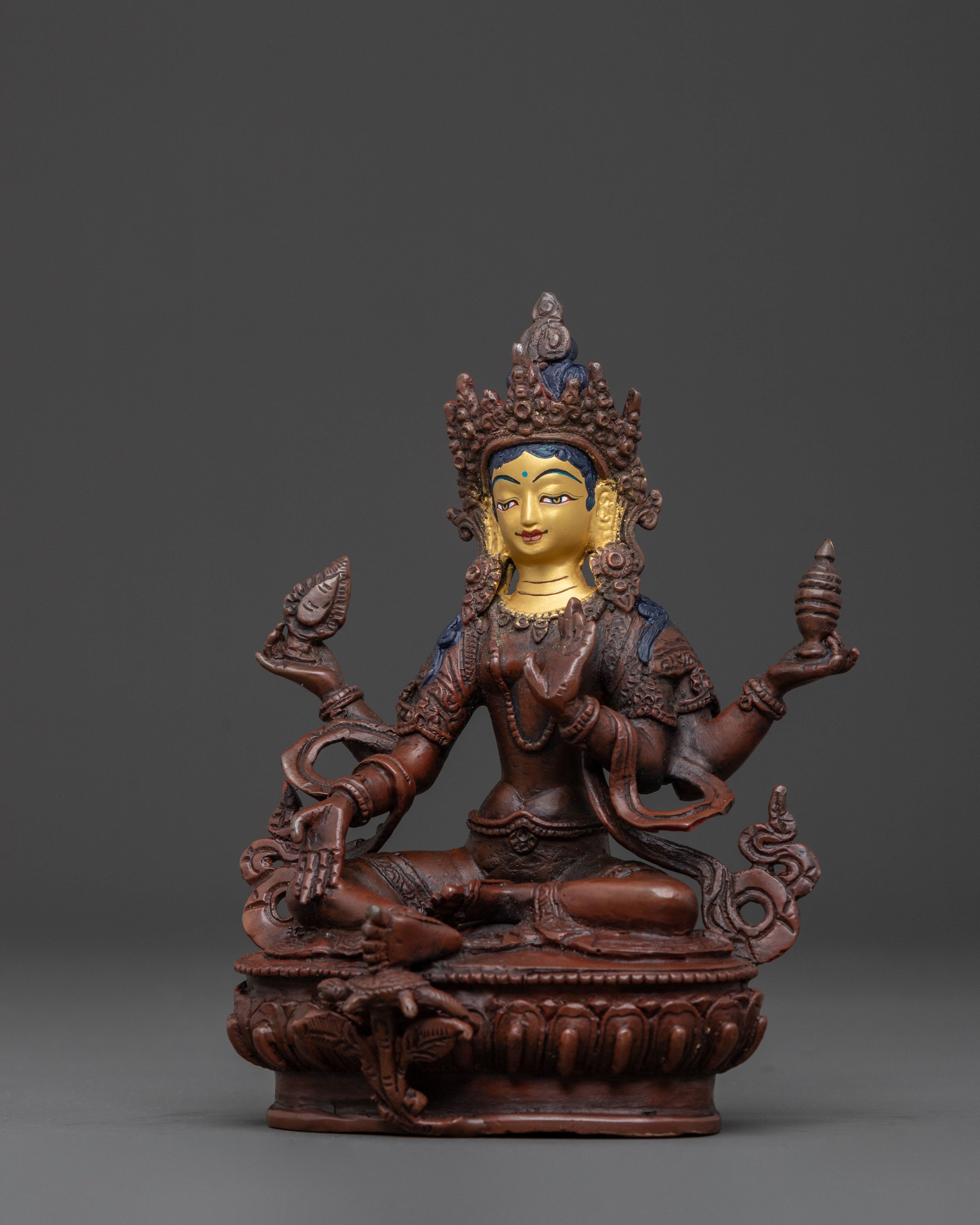 Handmade Devi Laxmi Statue | Oxidized Copper Altar Sculpture