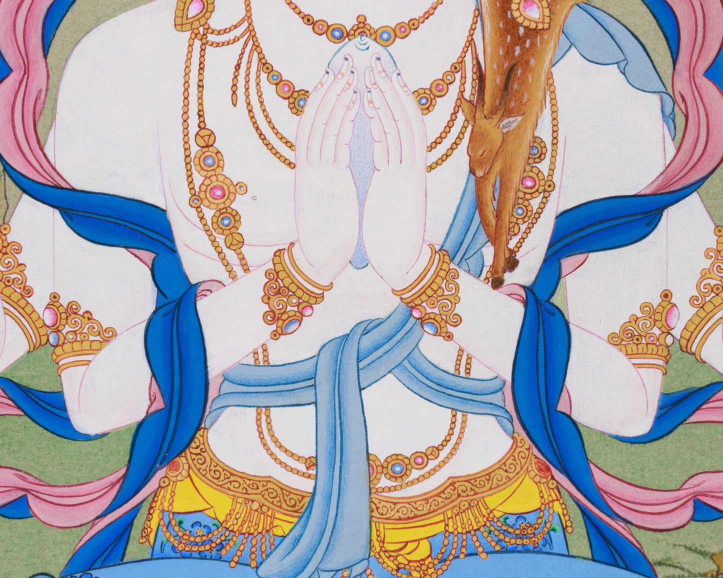 Tibetan Four-Armed Guanyin Bodhisattva Thangka | Compassion and Wisdom