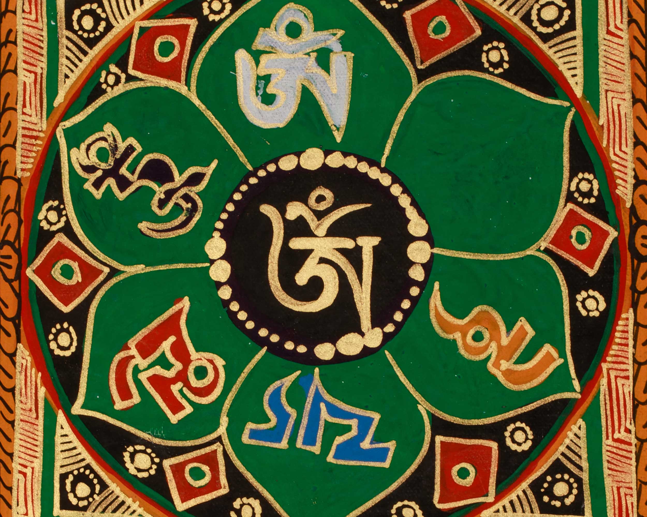 Tibetan Om Mantra Mandala | Himalayan Spiritual Visualization Painting
