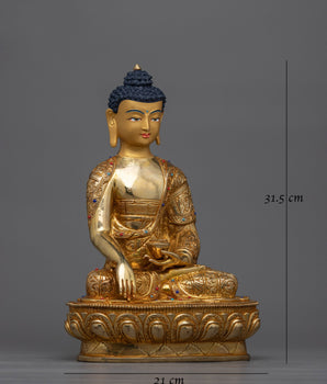 Gold-Gilded Shakyamuni Buddha Sculpture | A Resplendent Symbol of Enlightenment