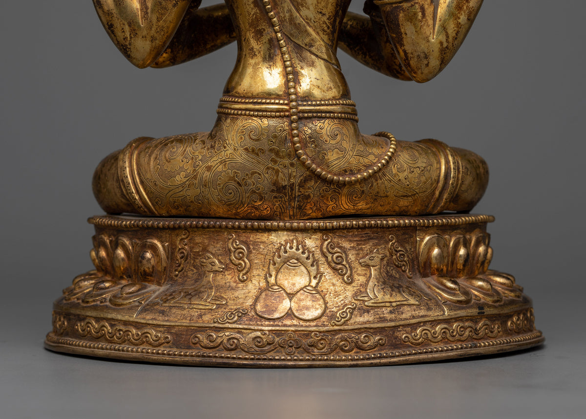 Antique Finished Chenrezi Statue | Embodiment of Infinite Compassion