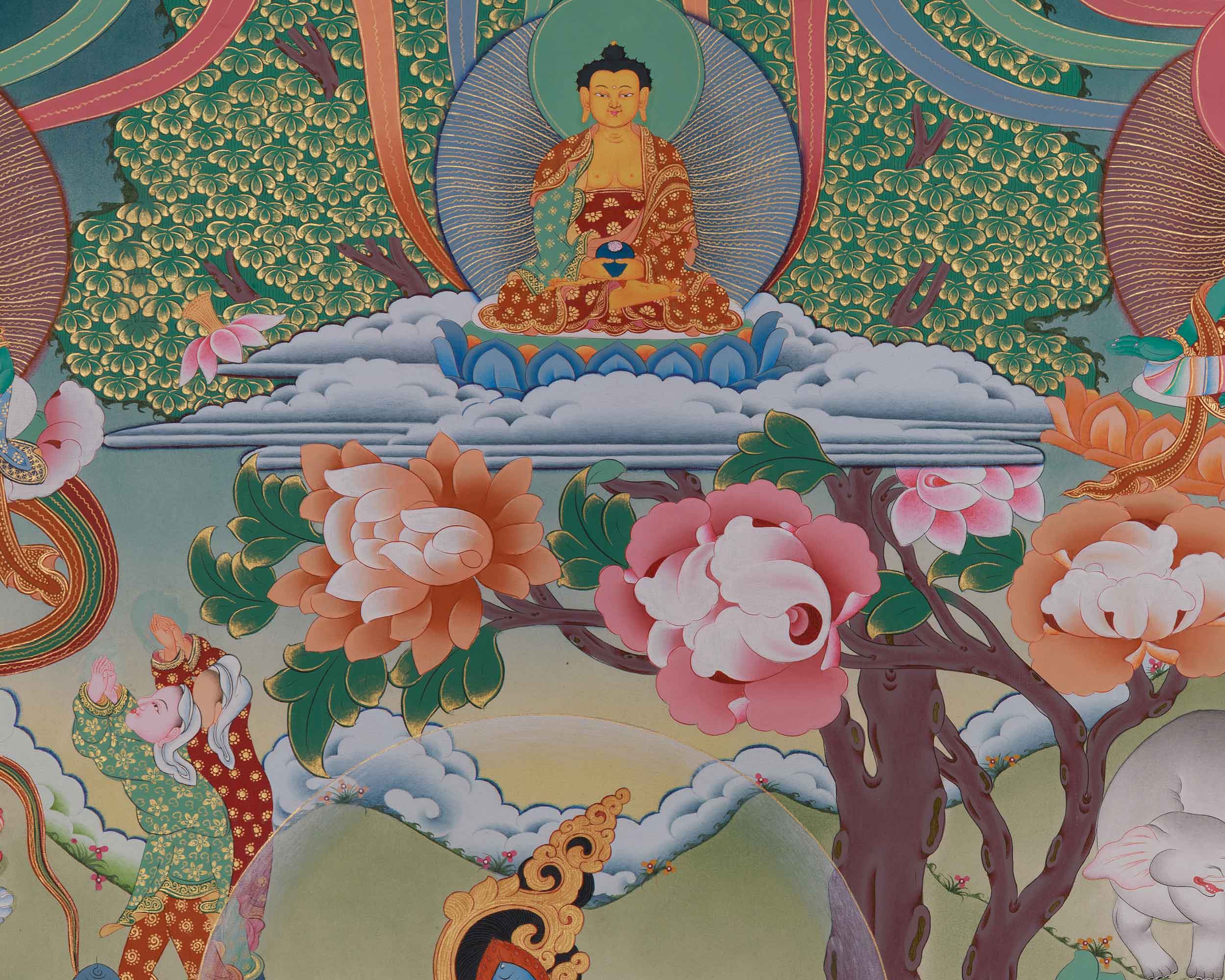 Shyama Tara Buddhist Thangka | Compassionate Goddess Green Tara