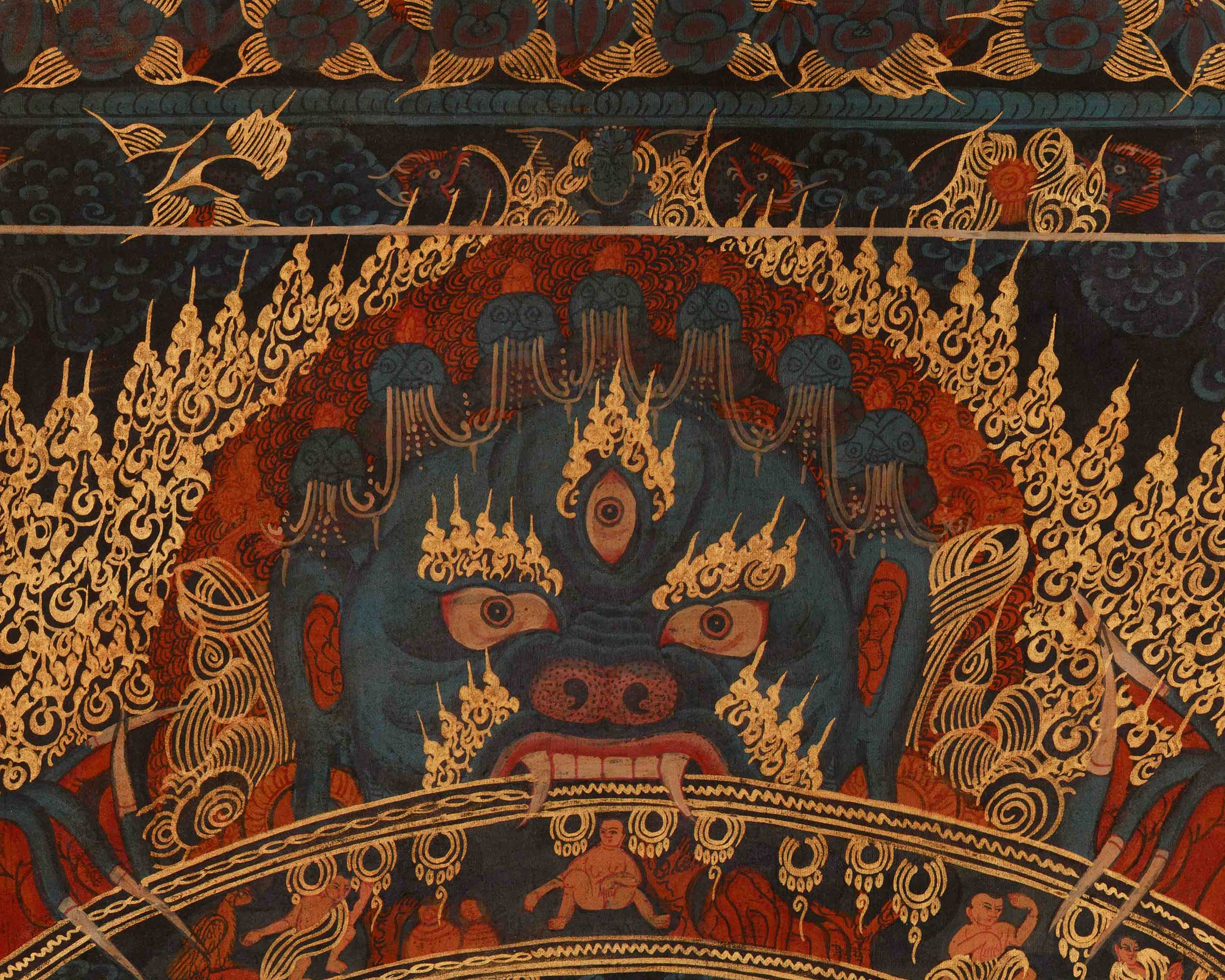 Buddhist Wheel Of Life Artwork | Tibetan Thangka Art | Sacred Meditation Mandala for Spiritual Home and Altar