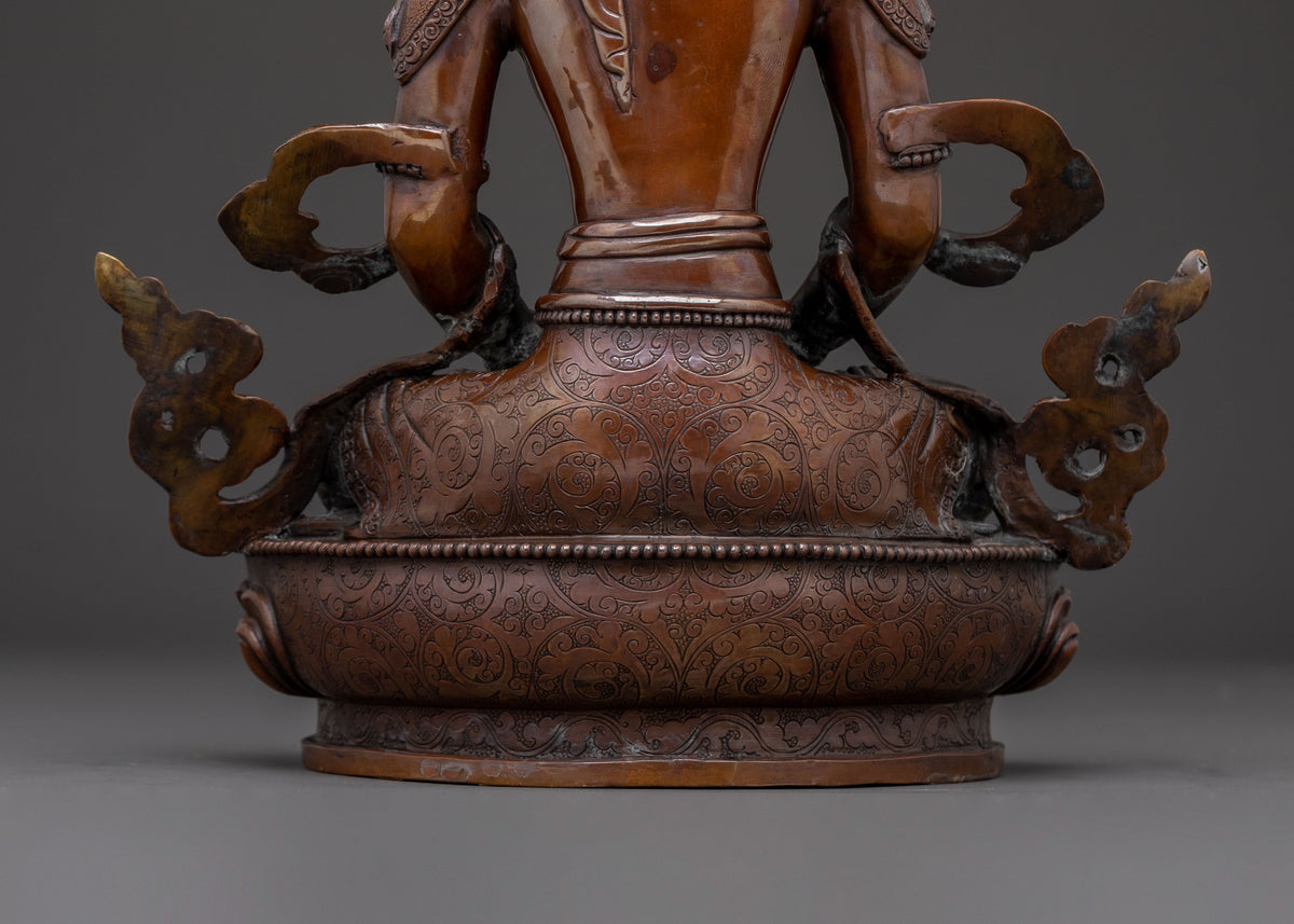 Amitayus Longevity Copper Statue | Home Decor