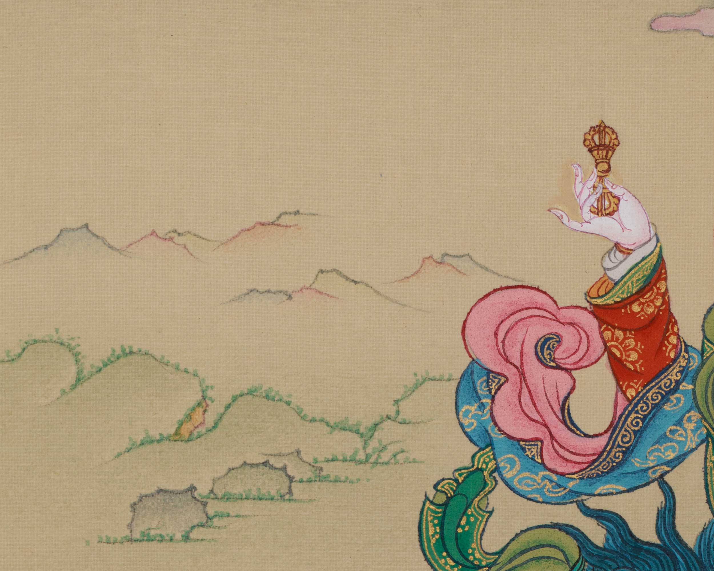 Traditional Tsheringma With Milarepa Thangka | Symbolized Wisdom and Spiritual Guidance