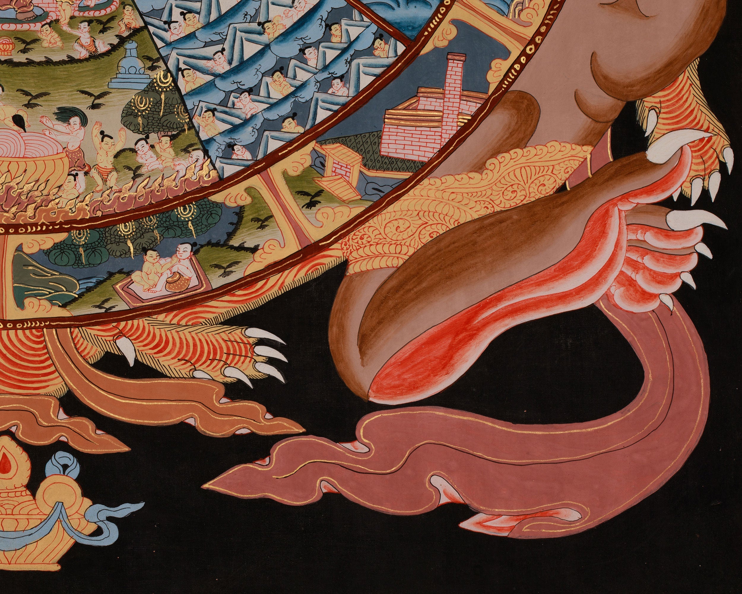 Sacred Wheel of Life Art | Bhavachakra Thangka | Tibetan Artwork