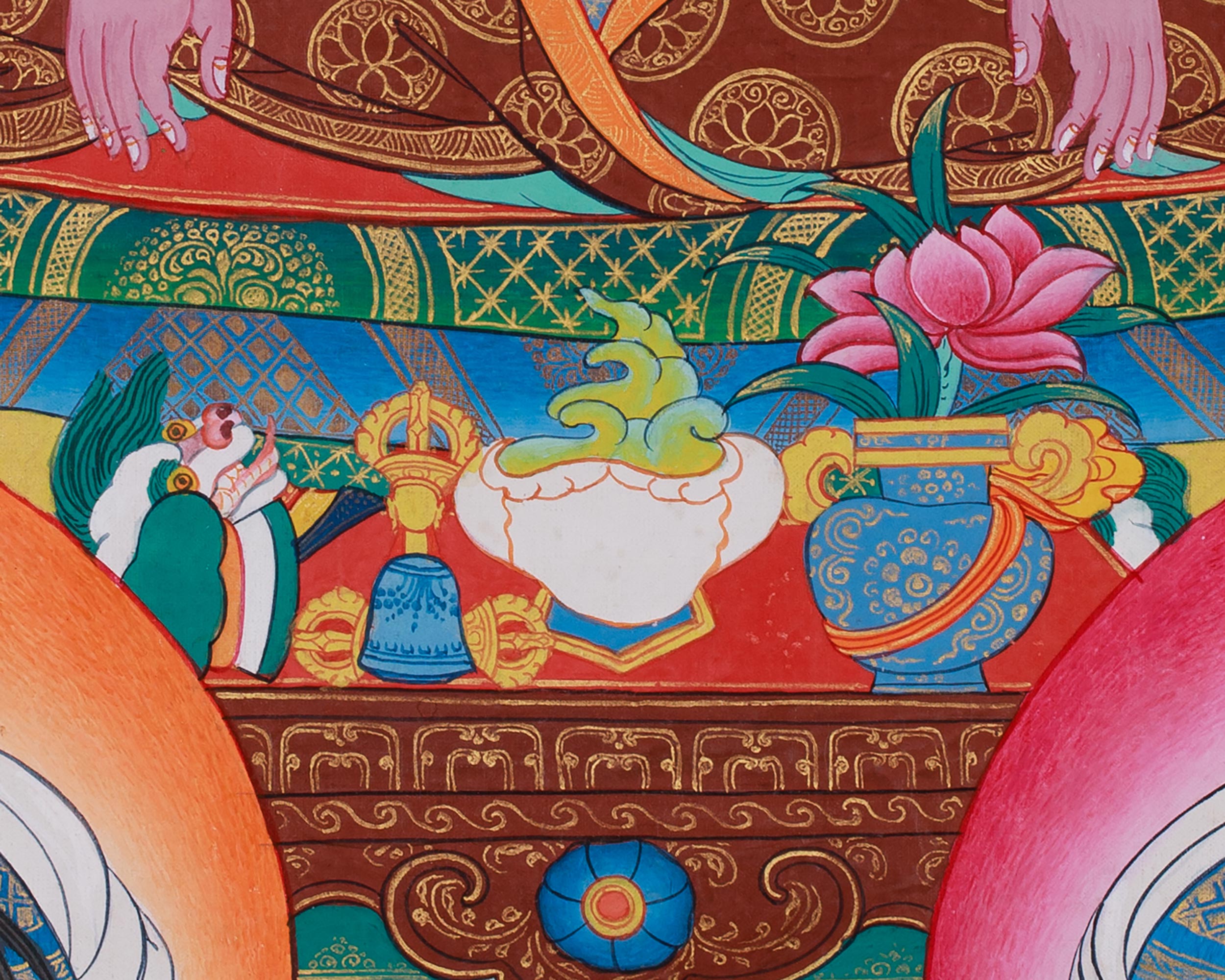 Sacred Thangka of Guru Marpha with Milarepa & Gampopa | Great Buddhist Masters
