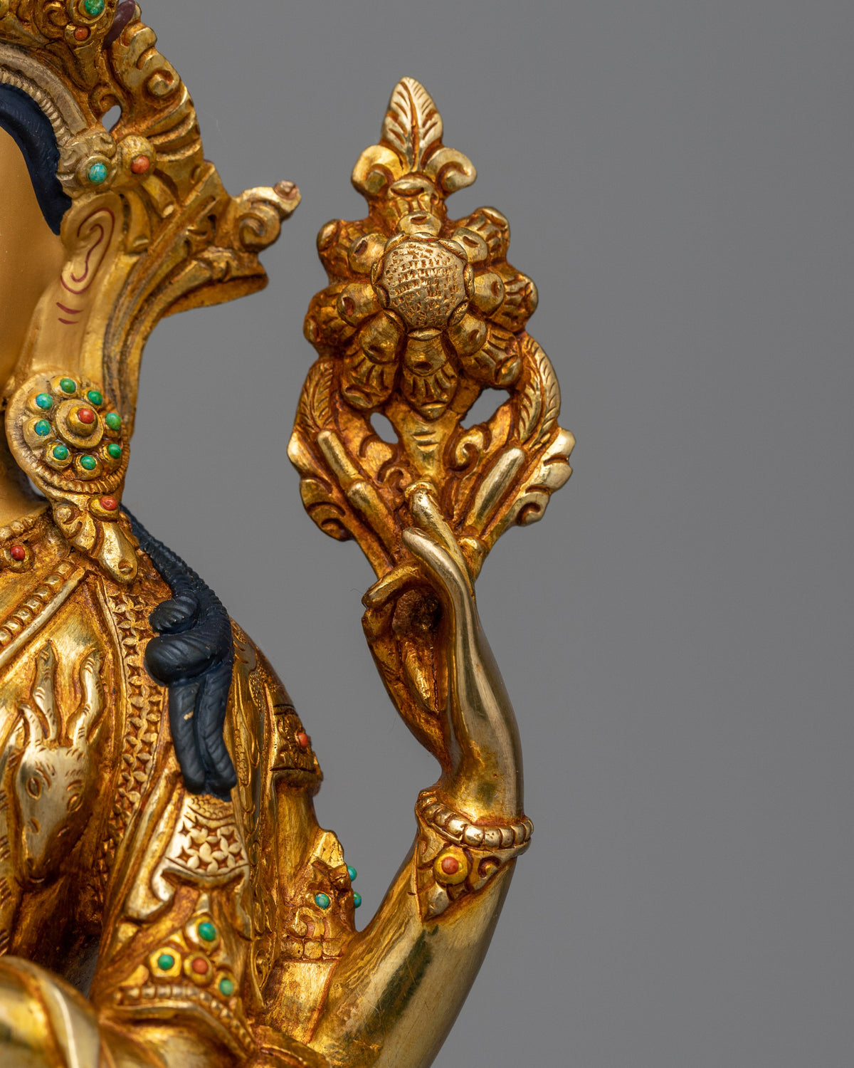 Chenrezig Gold Gilded 25cm Statue | Embodiment of Compassion and Serenity