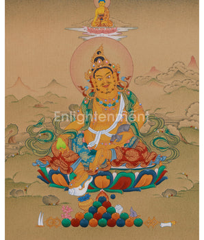 Sacred Thangka of Dzambhala with Ratna Sambhava
