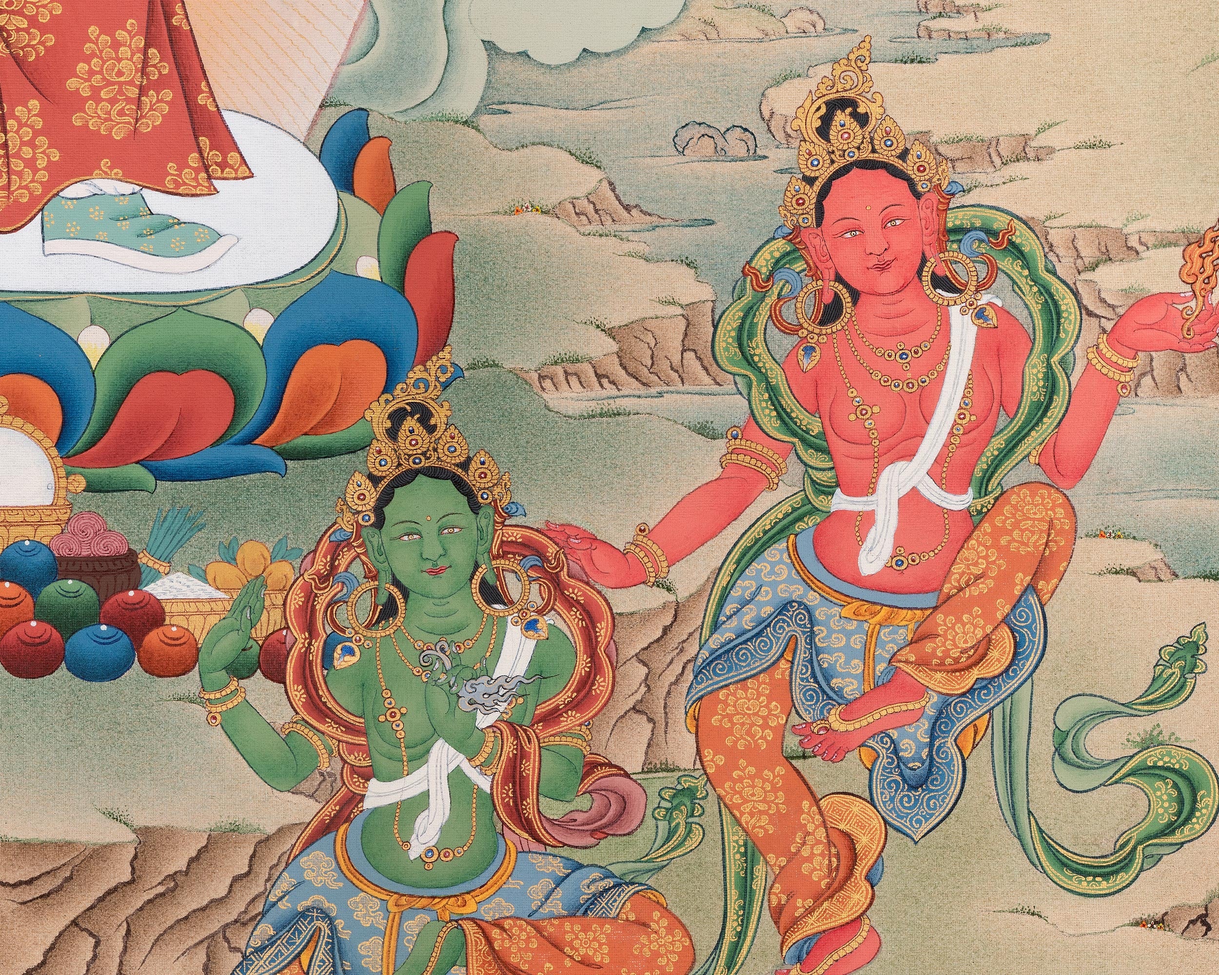 Standing Guru Orgyen Menla with Four Elements | Buddhist Healing Guru
