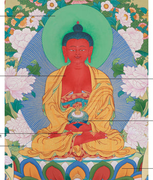 Amitabha Singham Thangka | The Buddha of Boundless Compassion and Light