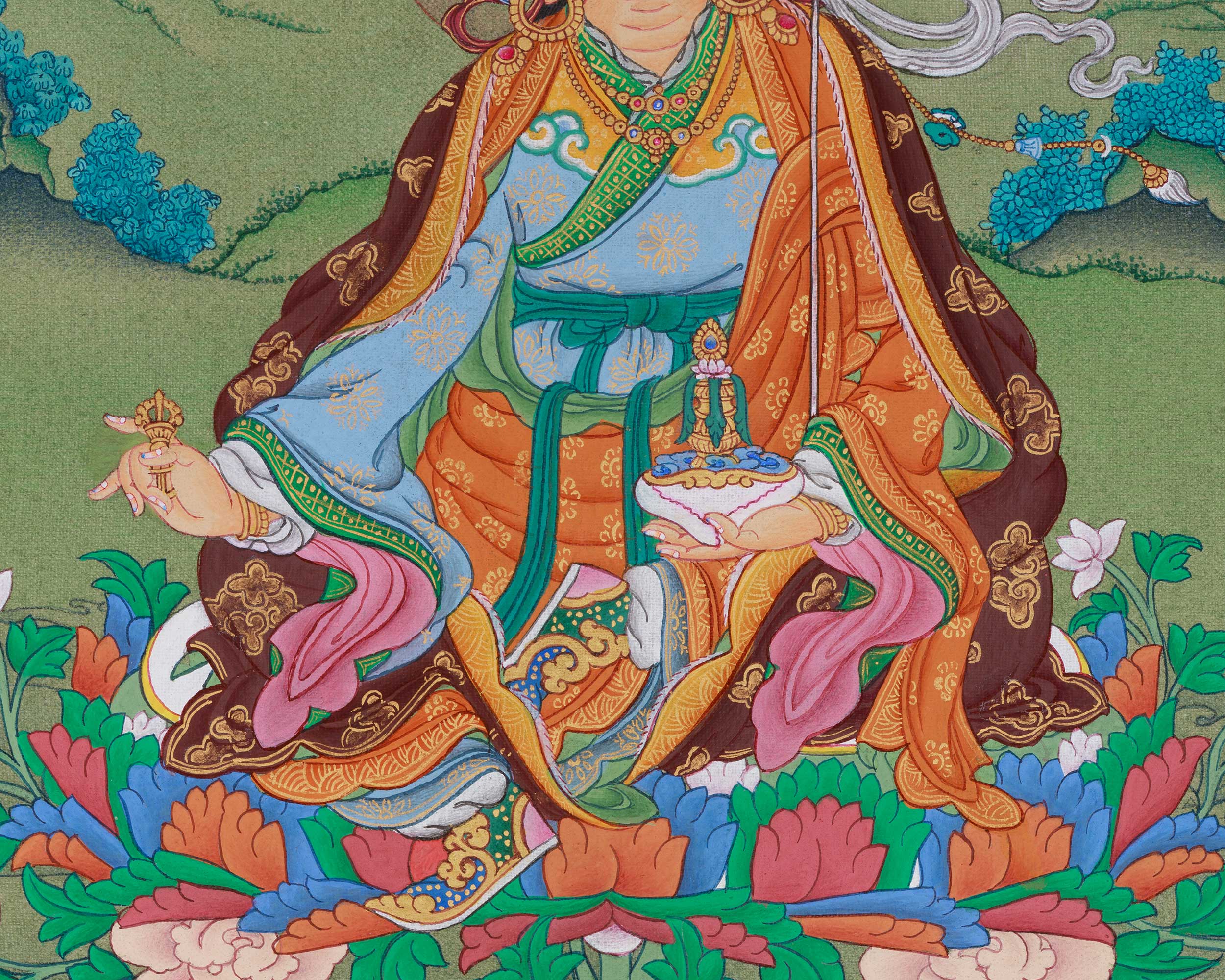 Buddhist Master Guru Rinpoche Thangka | Spiritual Decor