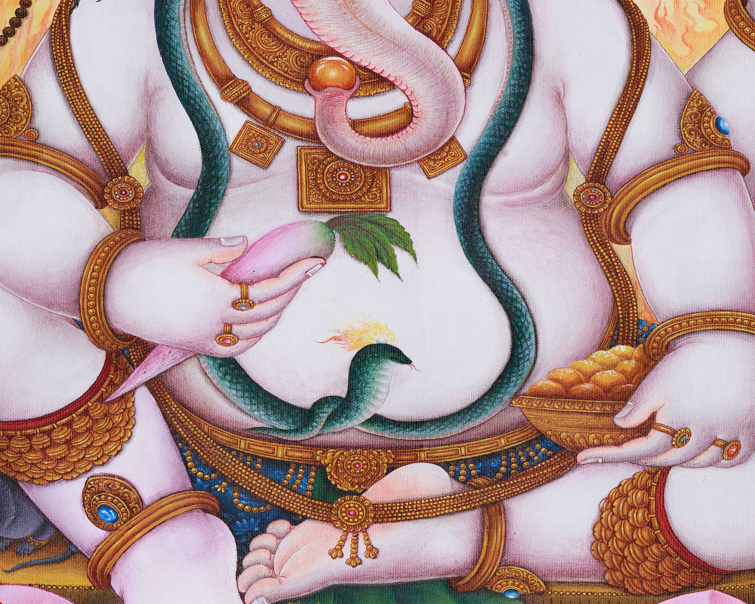 Radiant Lord Ganesh | Blessings of Success and Protection | Paubha Artwork