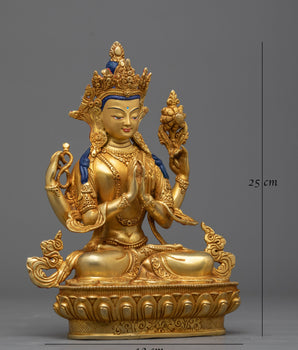 Gold Gilded Chenrezig Statue | Embrace Compassionate Enlightenment