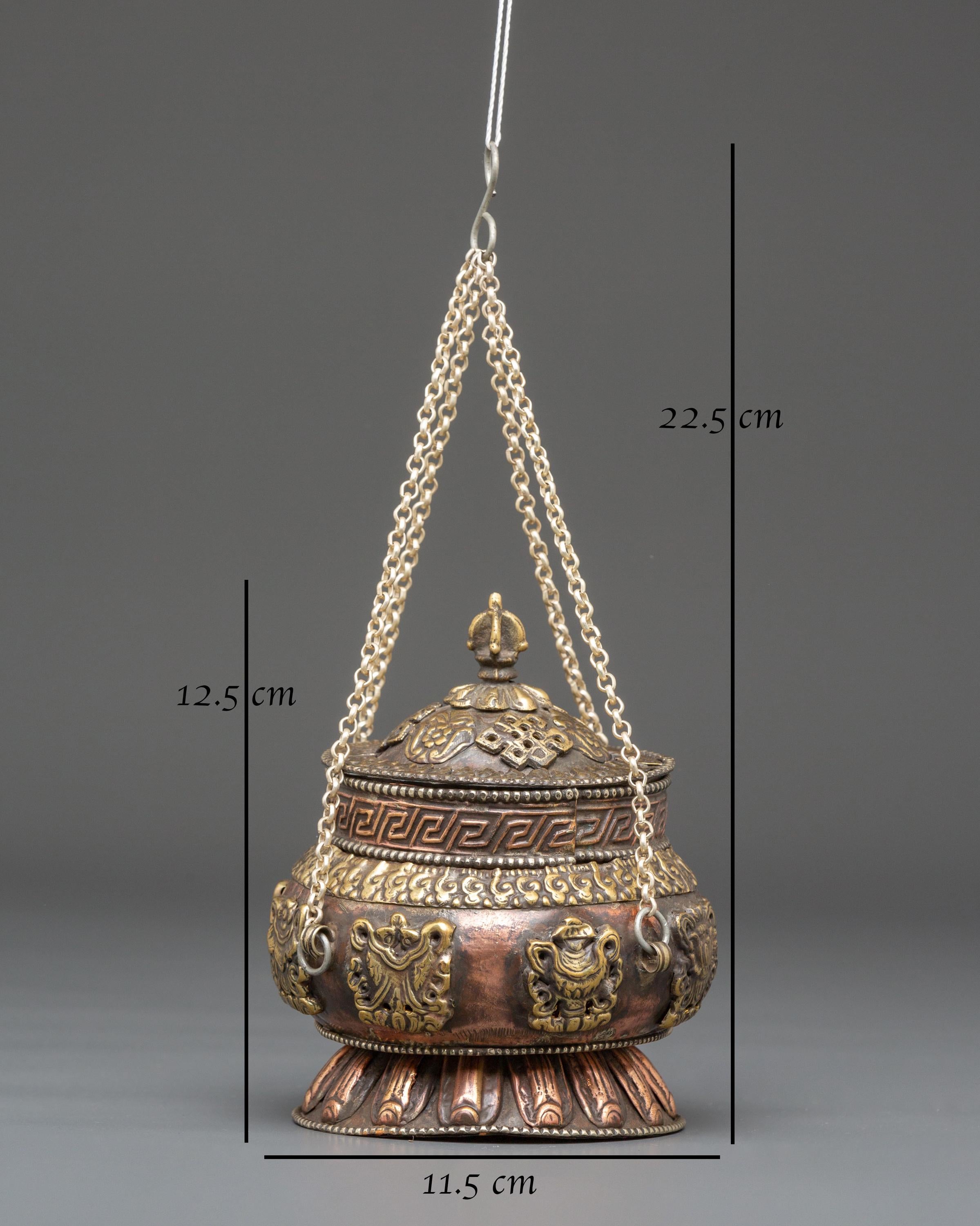 Sacred Incense Burner For Buddhist Rituals | Tibetan Ritual Copper Brass Decor