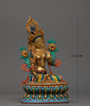 White Tara Handcrafted Small Colored Statue | Goddess of Compassion