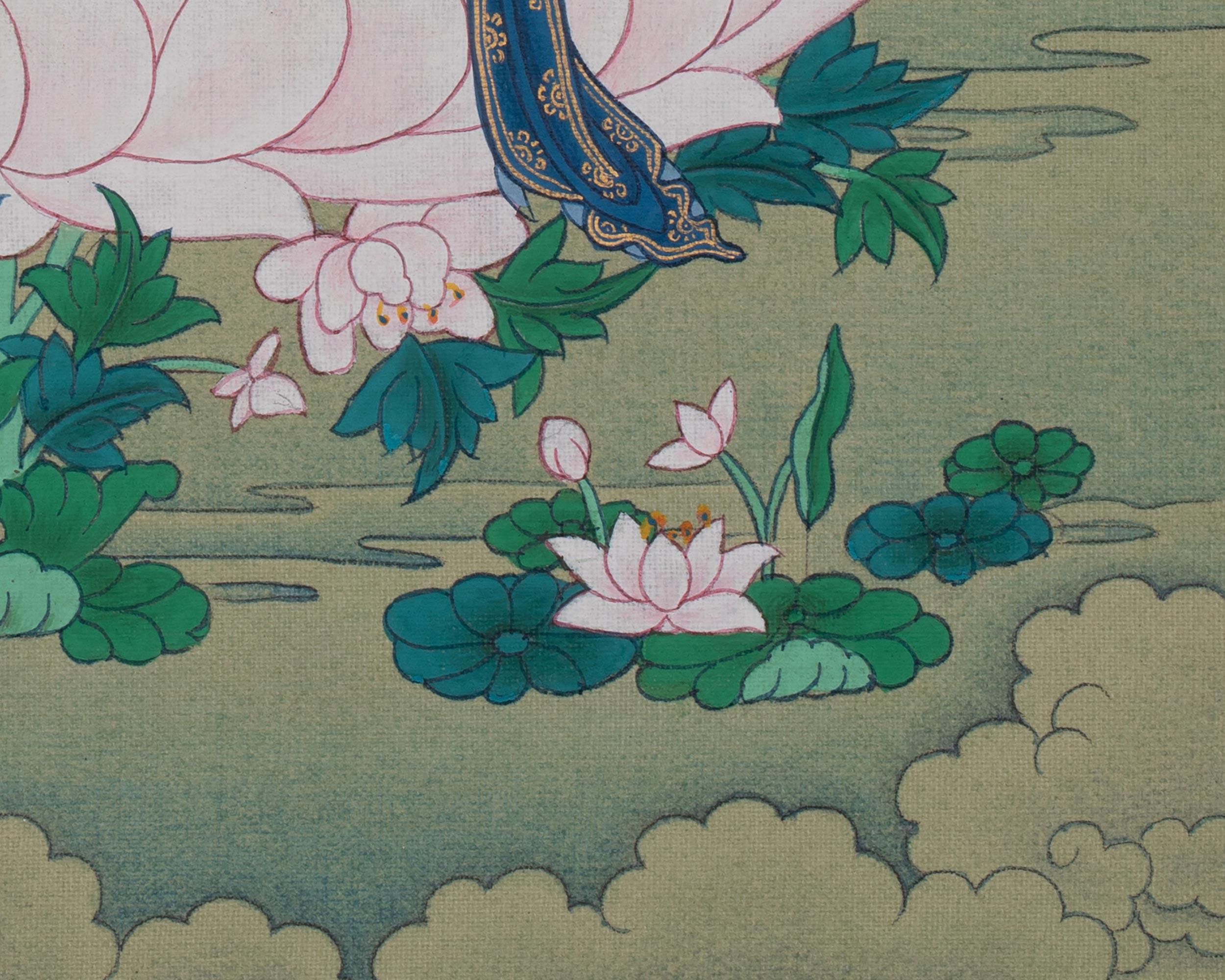 White Tara Compassion Symbol Thangka | Seven Eyed Deity | Himalayan Artwork