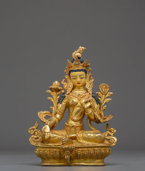 Divine Liberator Green Tara | Gold Gilded Statue