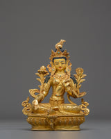 Divine Liberator Green Tara | Gold Gilded Statue