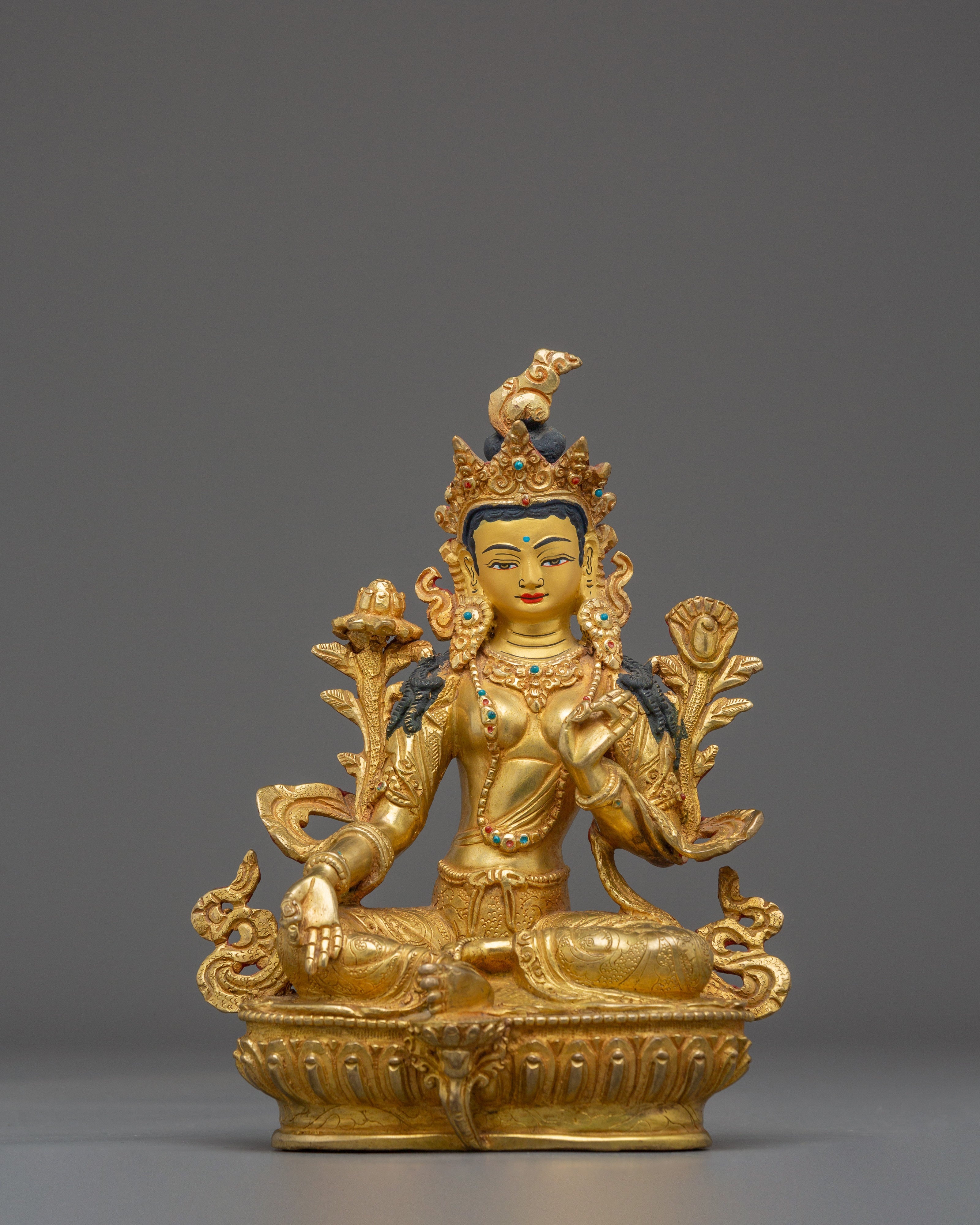 Divine Liberator Green Tara | Gold Gilded Statue