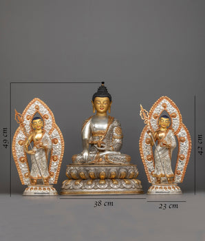 Shakyamuni Buddha Statue with Disciples | Traditional Himalayan Art