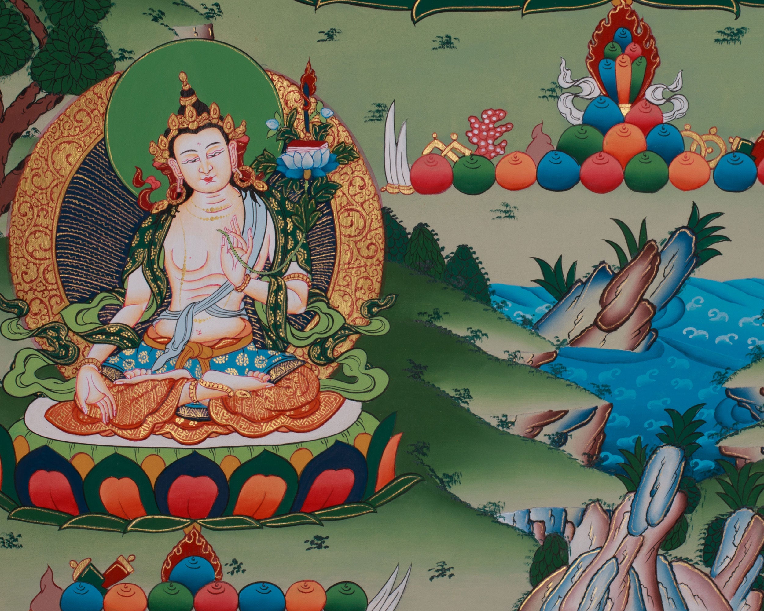 Five Manjushri Thangka | Depiction of Wisdom in Five Divine Forms
