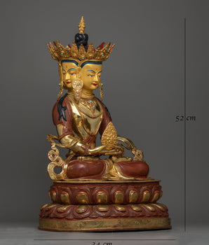 Vairocana Cosmic Buddha Statue | Half Gold Made in Nepal Figurine