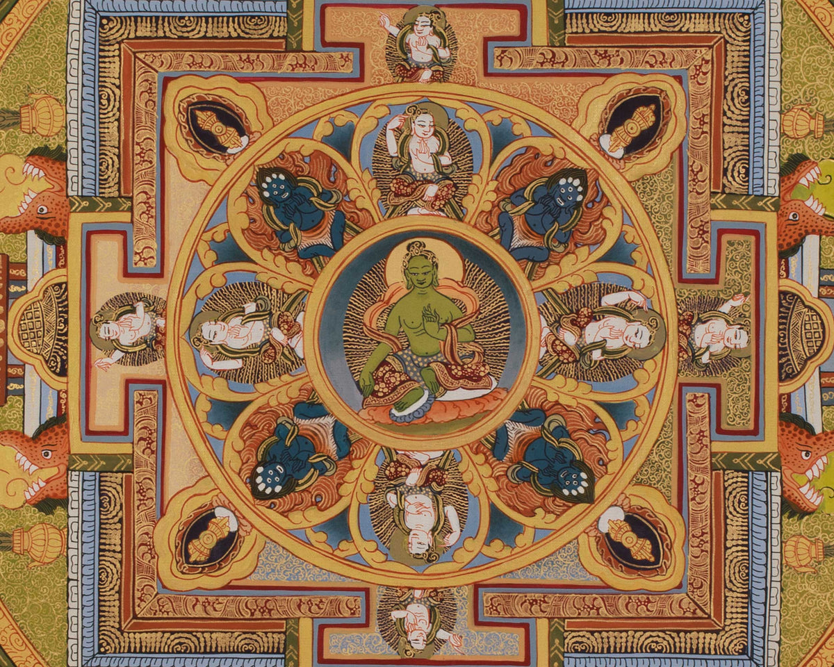 Green Tara Mandala Painting | A Sacred Mandala of Compassion, Protection, and Swift Action