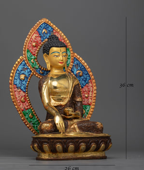 Shakyamuni Buddha 36cm Oxidized Copper Statue | Embodiment of Enlightenment