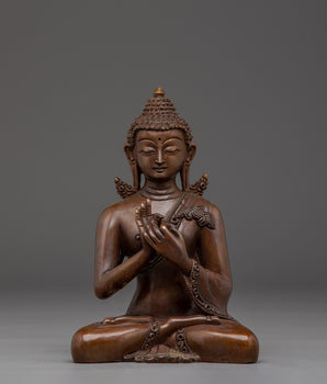 Vairocana Buddha in Oxidized Copper Statue