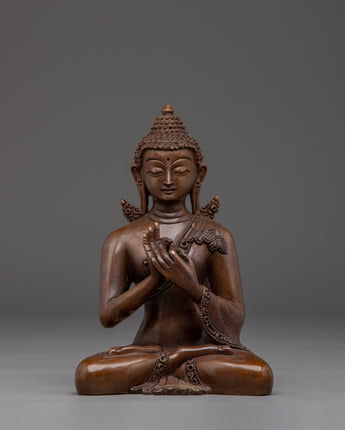 Vairocana Buddha in Oxidized Copper Statue