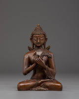 Vairocana Buddha in Oxidized Copper Statue