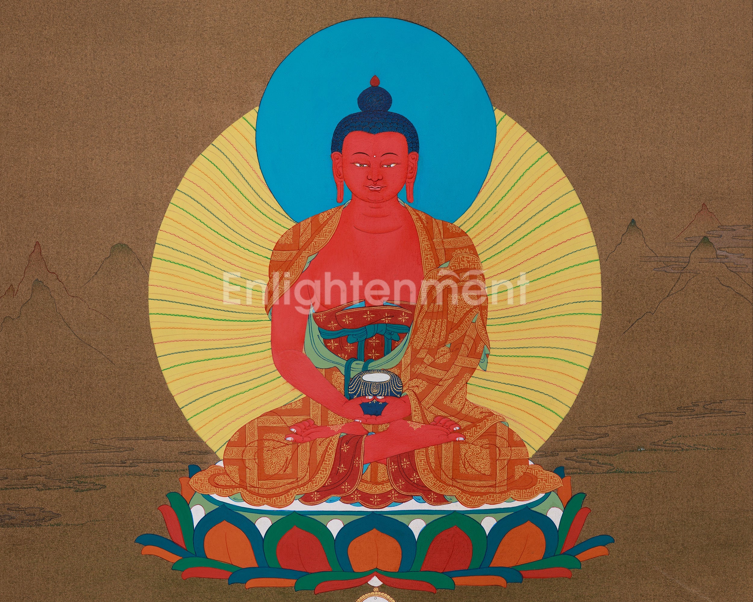 Sacred Amitabha Buddha Thangka | Radiating Boundless Light and Serenity