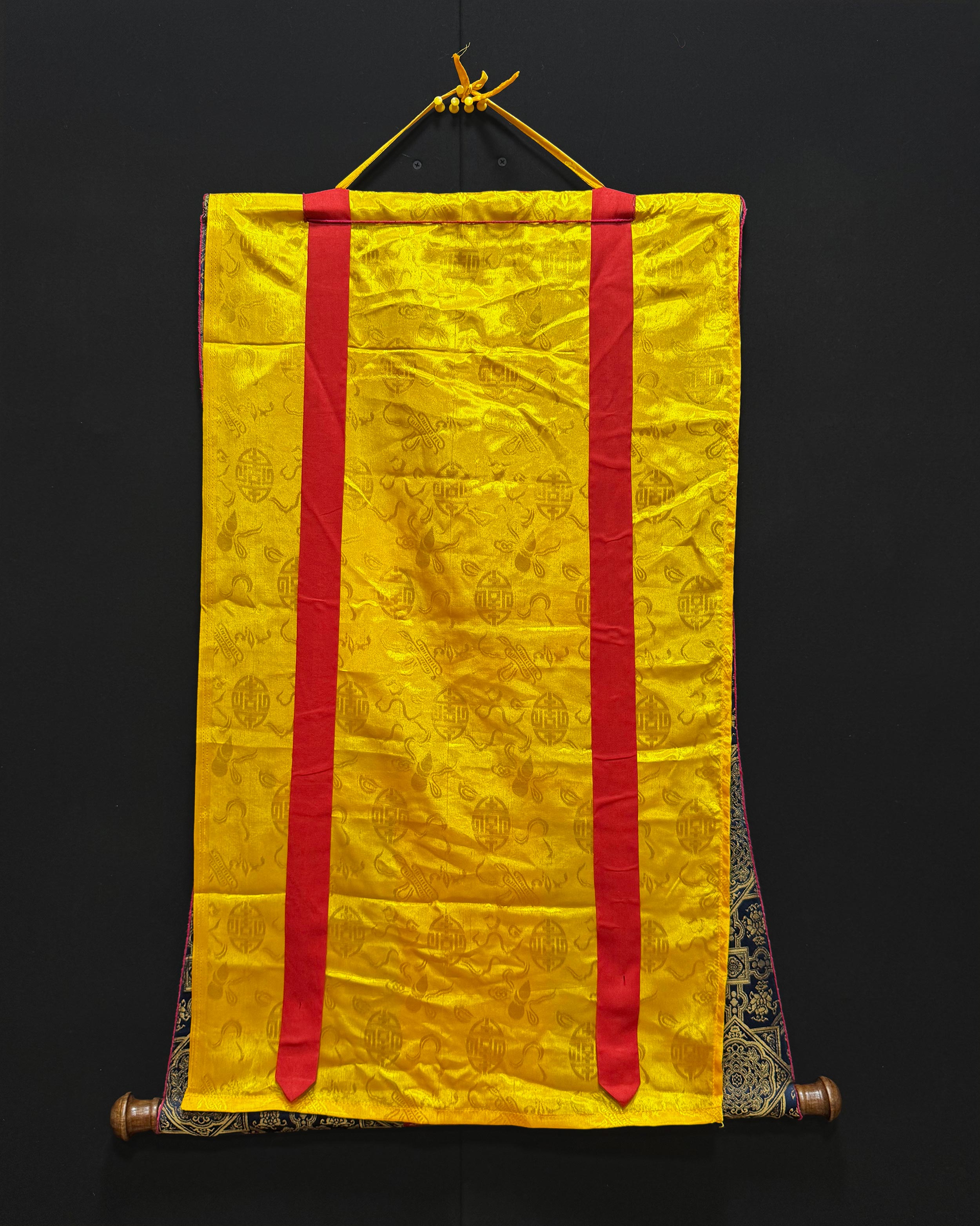 Dzambhala Thangka With Brocade | Symbol of Prosperity and Abundance