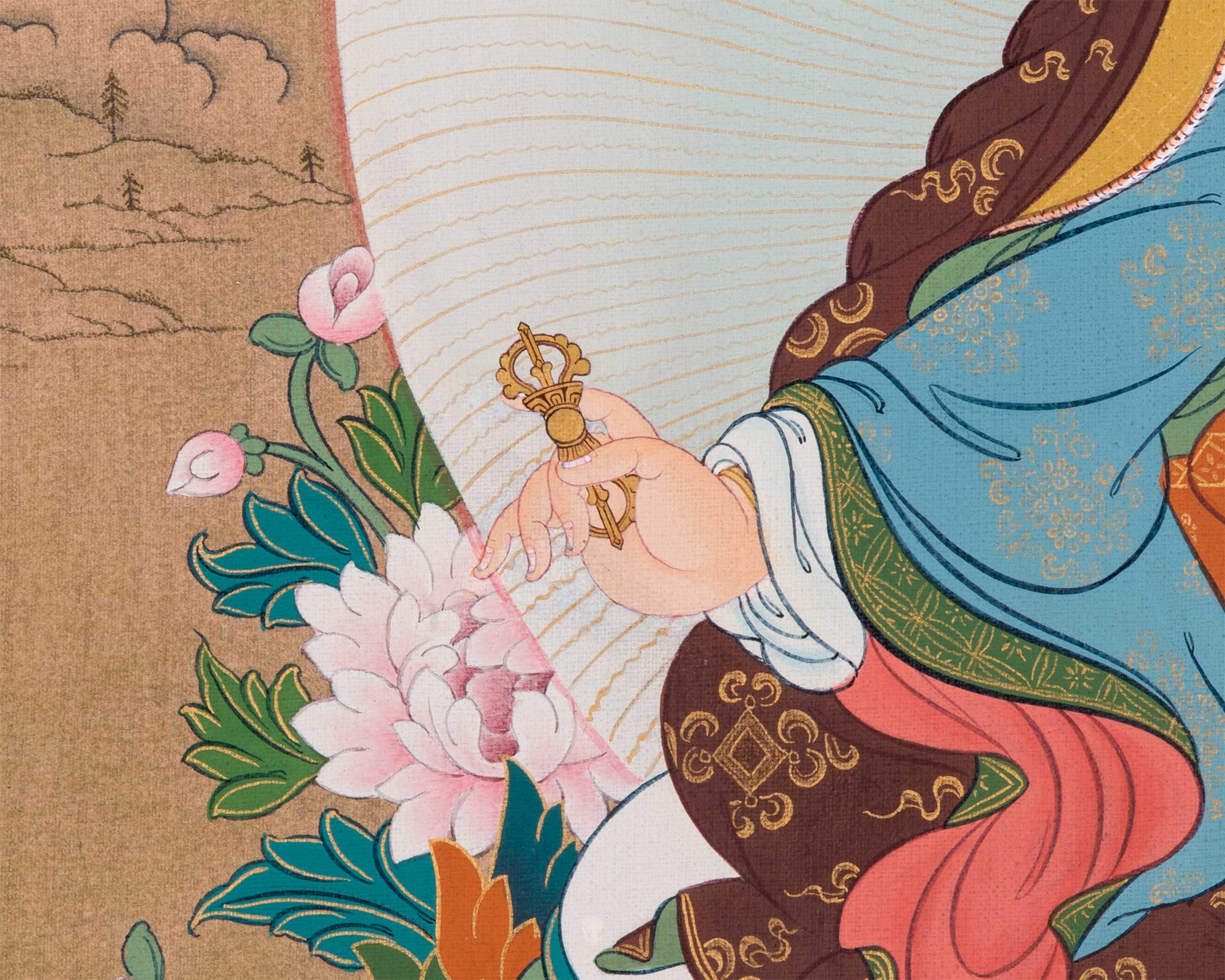 Traditional Padmasambhava Thangka Print | Guru Rinpoche, The Lotus Born Master