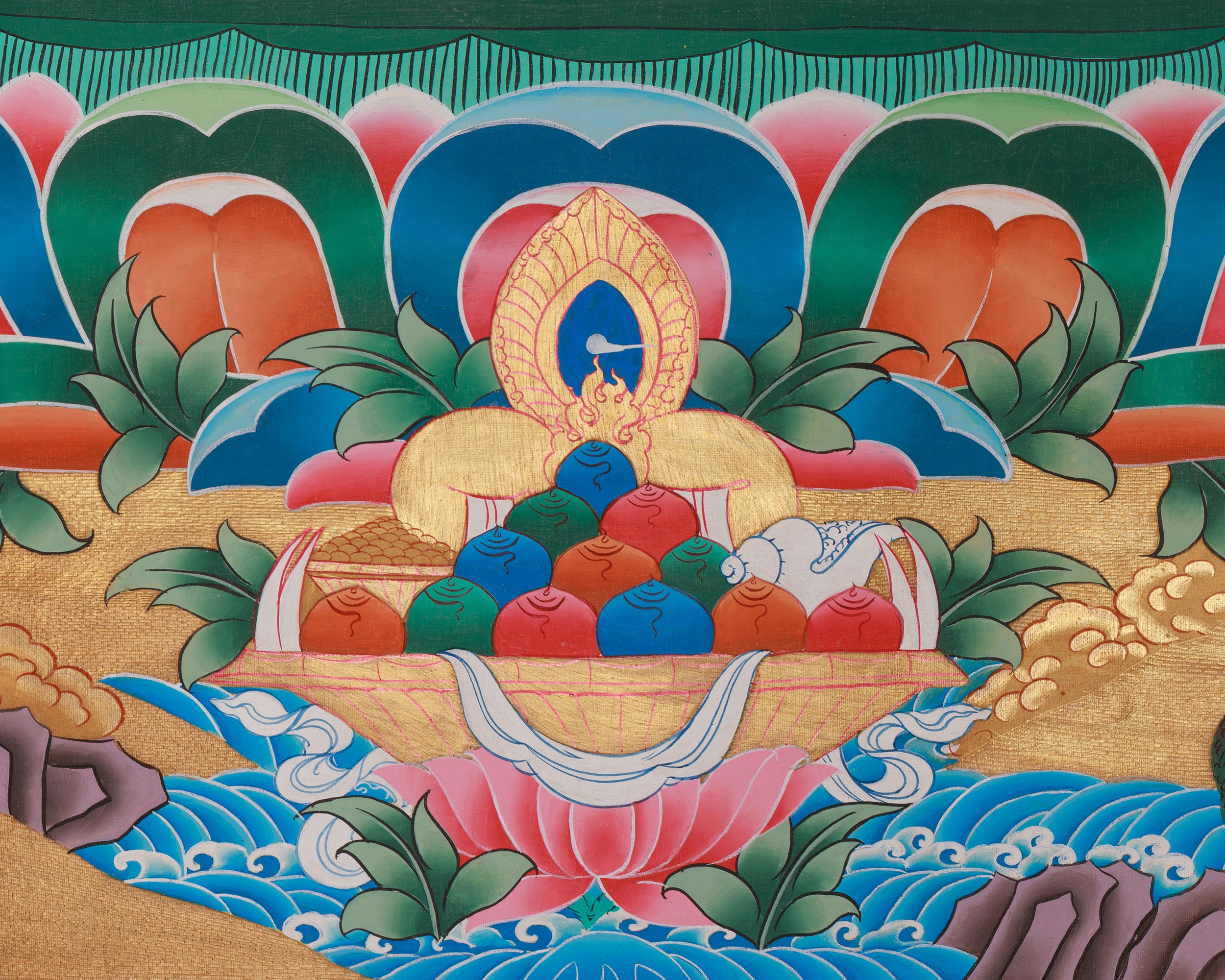 Traditional Thangka of Namtoshe | Deity of Wealth And Prosperity In Tibetan Buddhism