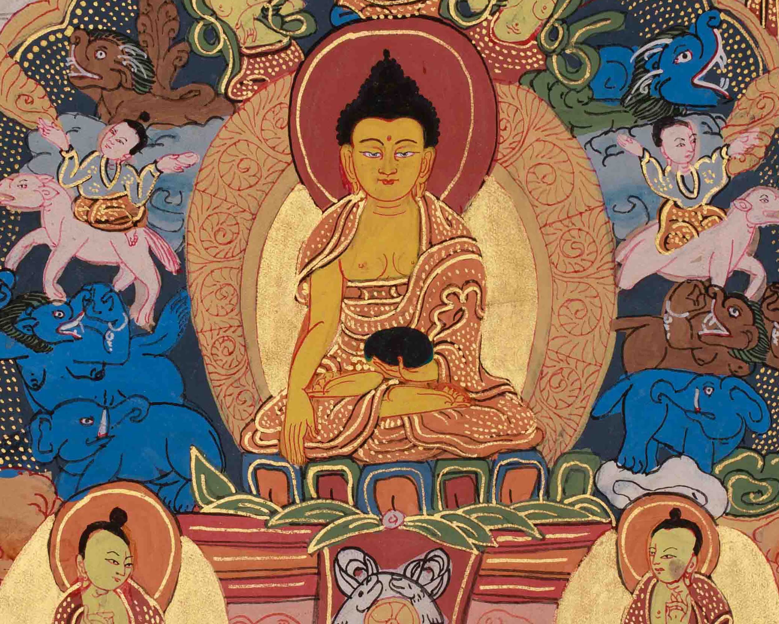 Traditional Buddha Life Story Thangka | Sacred Journey from Birth to Enlightenment