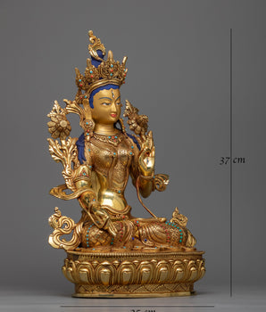 white-tara-golden sculpture