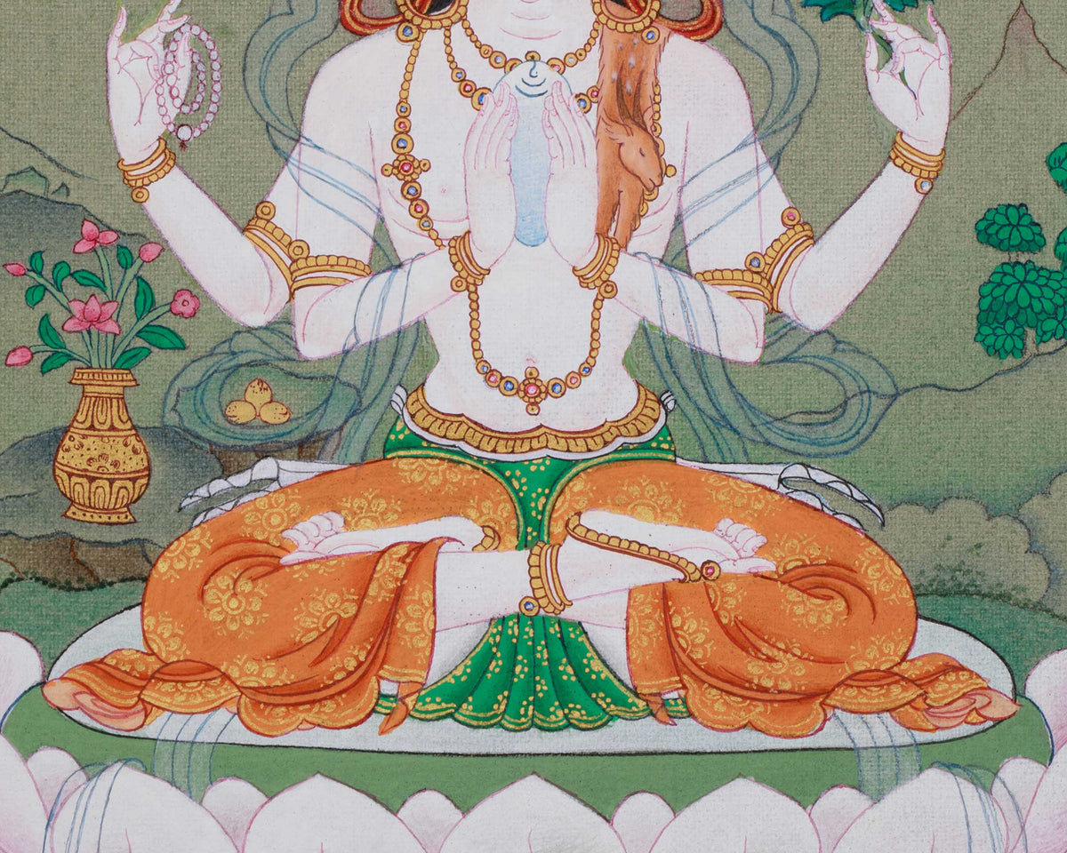 Spiritual Chenrezig Thangka | A Divine Representation of Compassion and Love