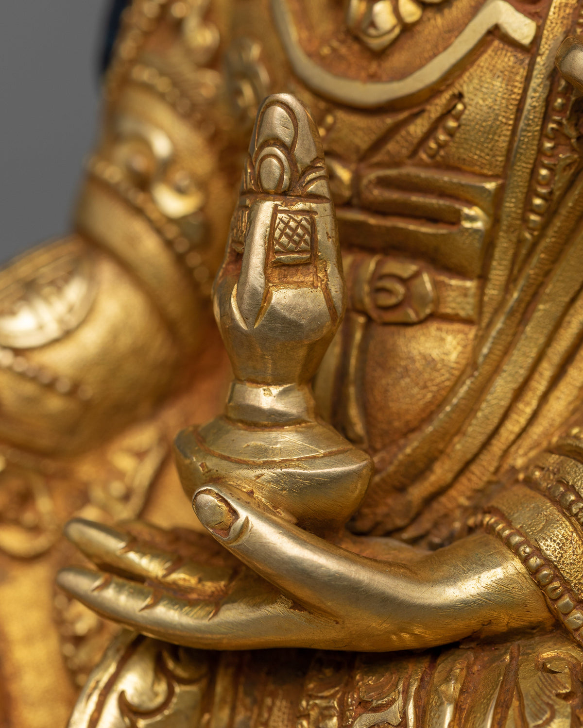 Guru Padmasambhava Gold-Gilded Sculpture | Divine Illumination