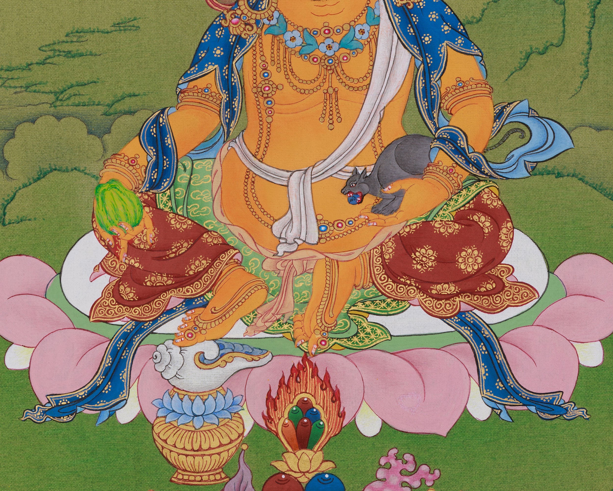 Himalayan Thangka of Dzambhala | A Divine Symbol of Wealth